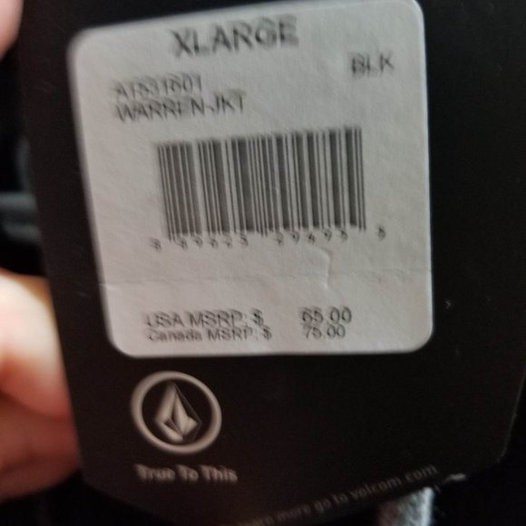 Volcom jacket black with grey fleece hood - Picture 3 of 3